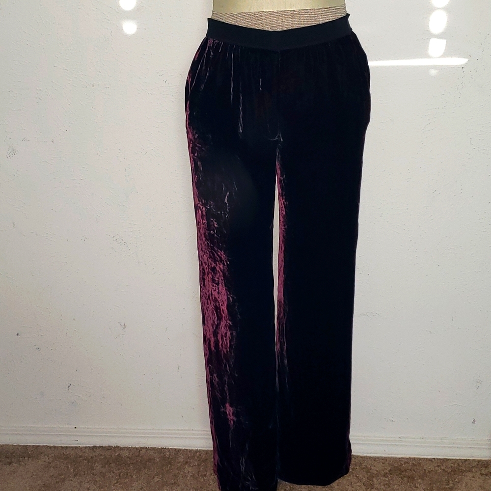 MARC JACOBS VTG Y2K SILK WINE VELVET BOHEMIAN TROUSERS SZ0